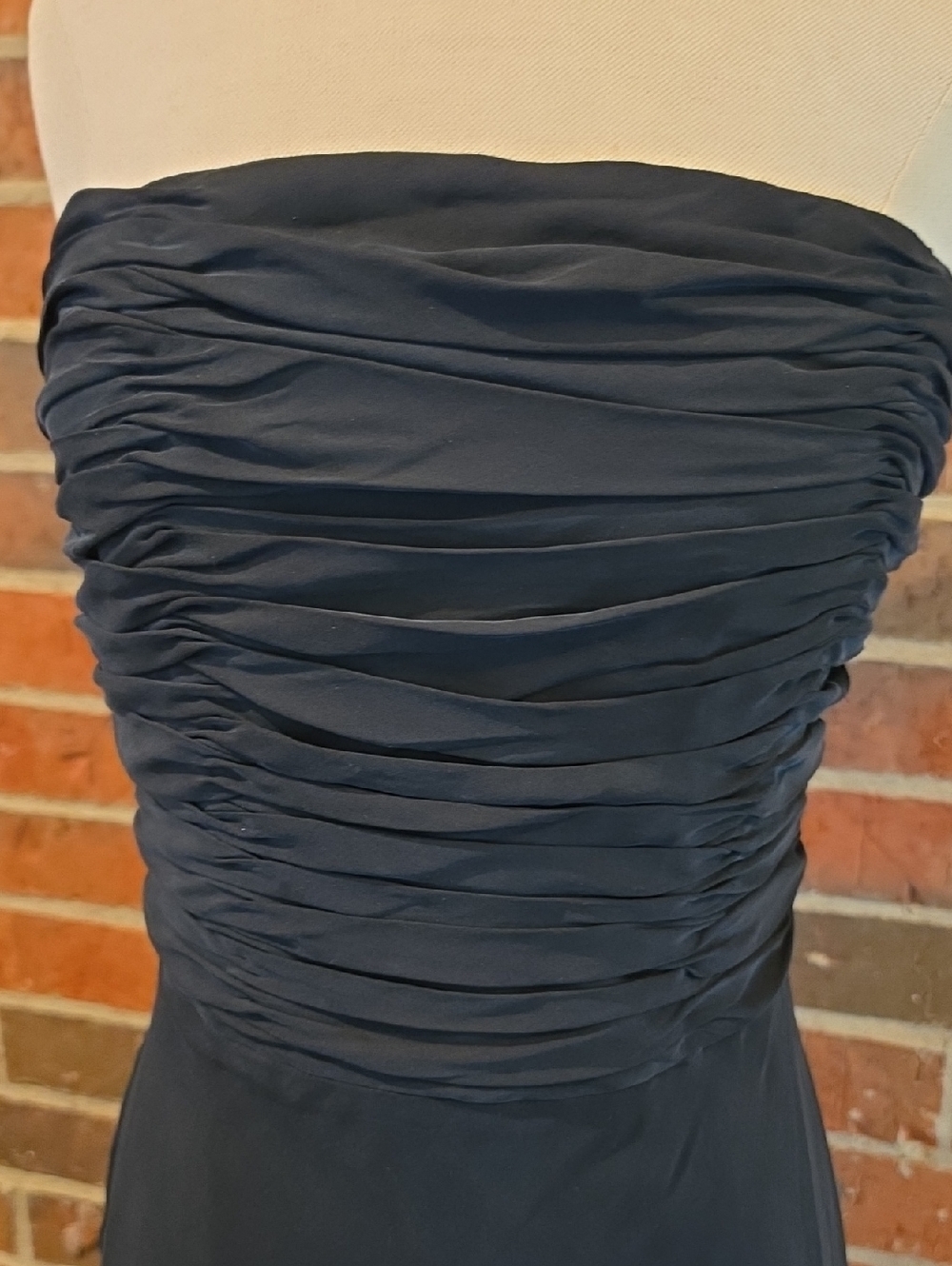 Lauren Ralph Lauren Black Strapless Ruched Bodice Maxi Dress 100% Silk Sz 8 EUC - Picture 3 of 9